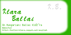 klara ballai business card